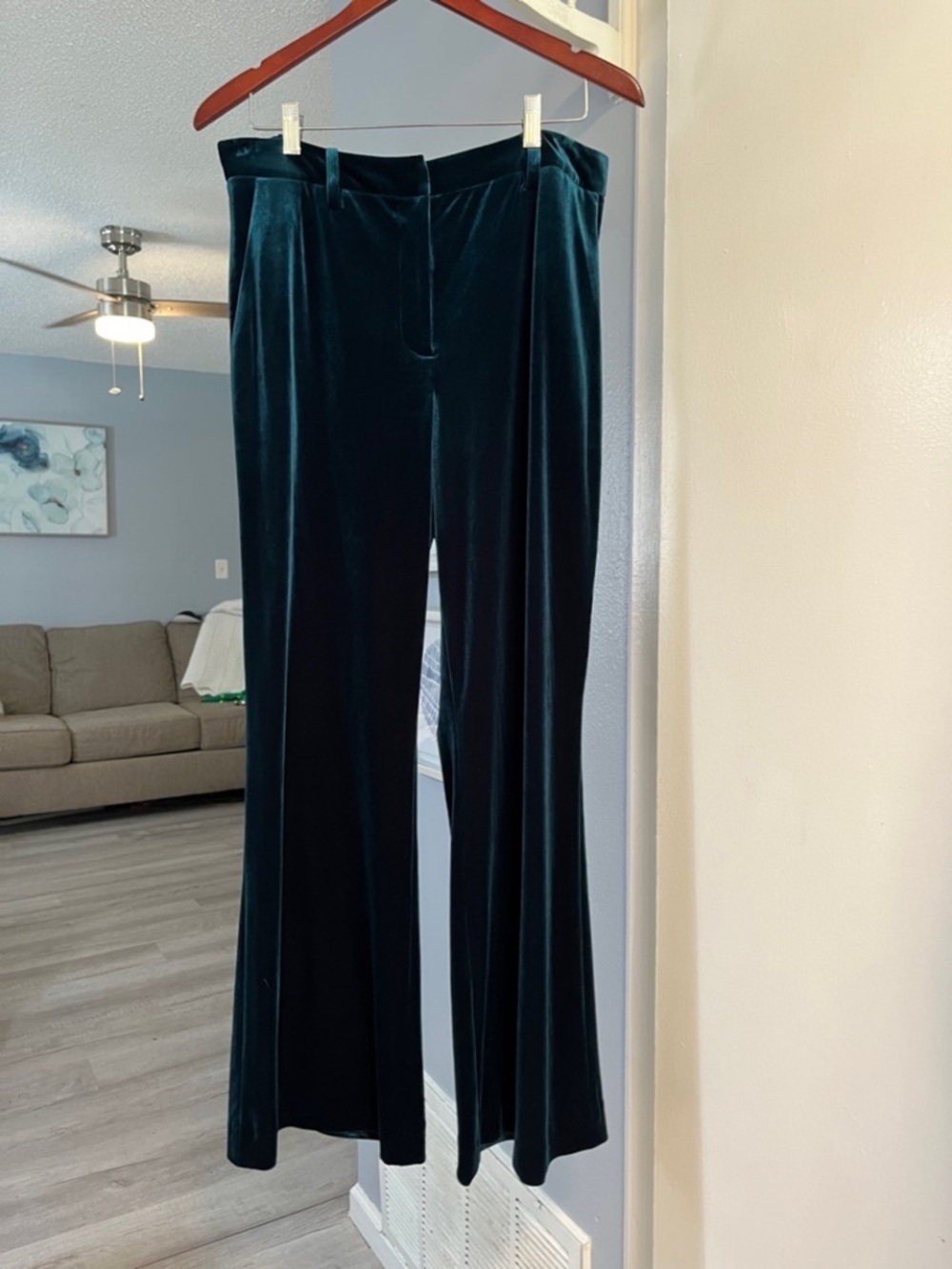 Alex Marie Women's Size 14 Kelly Velvet Emerald Green Wide Leg
Dress Pants NWT